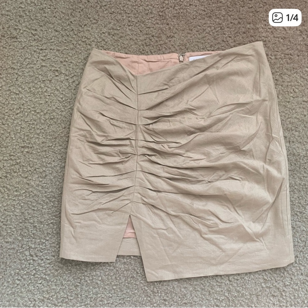 Lovers + Friends Beige Ruched Pencil Skirt Size M